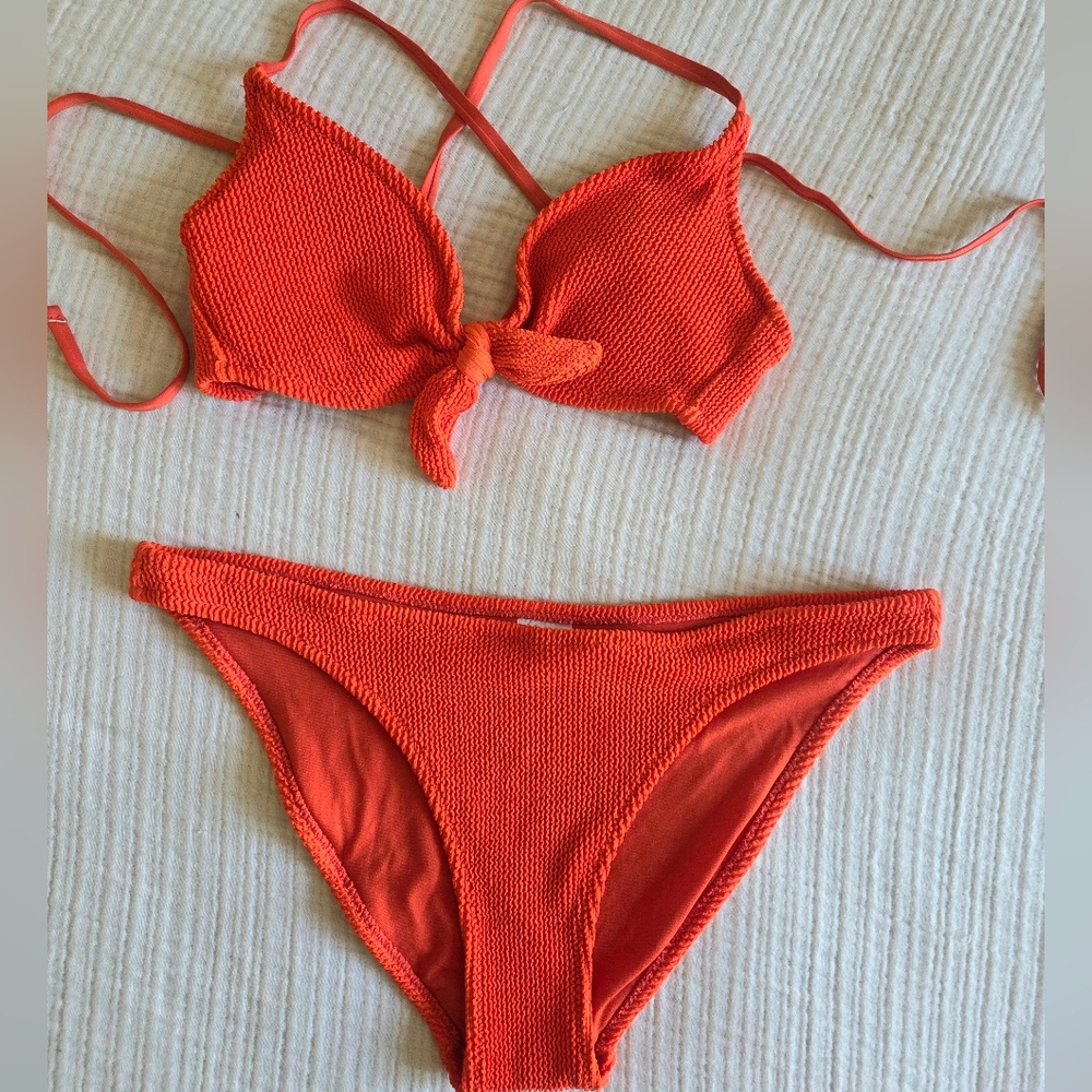 Orange Ribbed Bikini By Kona Sol / M-L